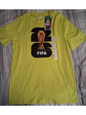 NWT Fifa World Cup 2026 100% Cotton T-Shirt Yellow Green Size Small MSRP $19.99